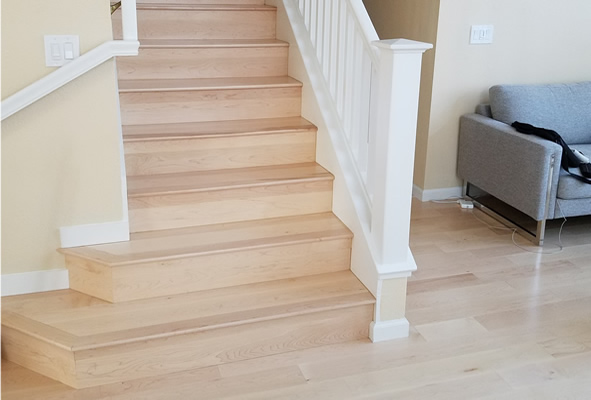 Wood Staircase at 20 Deepwater Court by The Beautiful Home Company